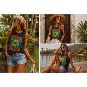 Chaser x Anthropologie Aloha Spirit Tank Linen Blend Tropical Beachy Retro XS